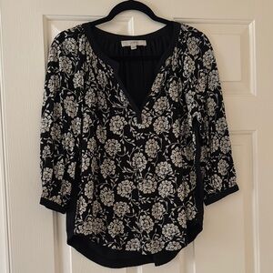 LOFT Black and White Floral Women's Top